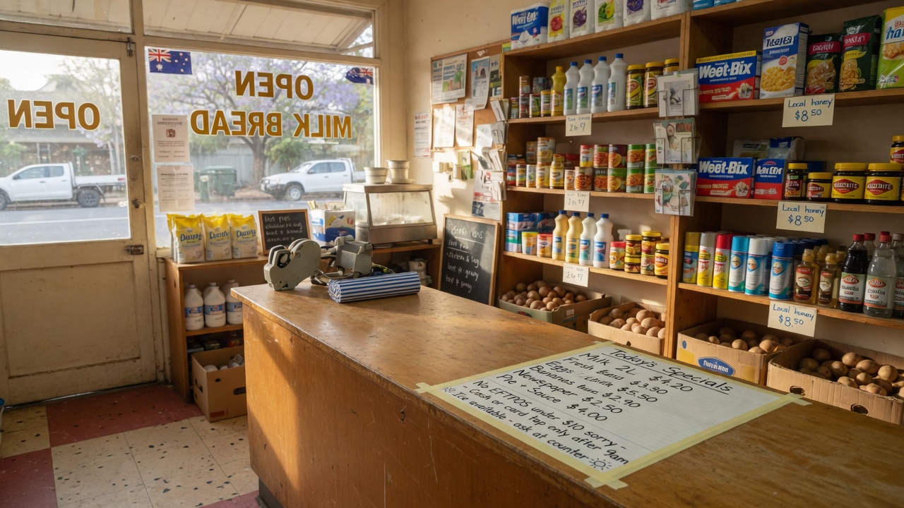 A local shop counter and shelves